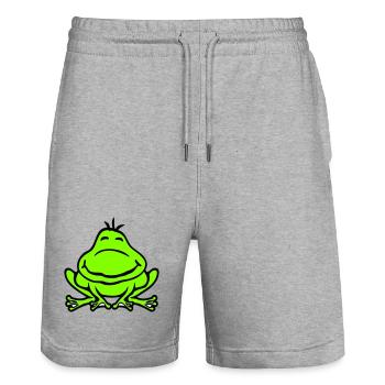 Frosch Kröte lächelt lustig Comic glücklich süß - Stanley/Stella Unisex Bio Joggingshorts Trainer  - Grau meliert - Vorne - Nik (191cm) & Marisol (170cm)