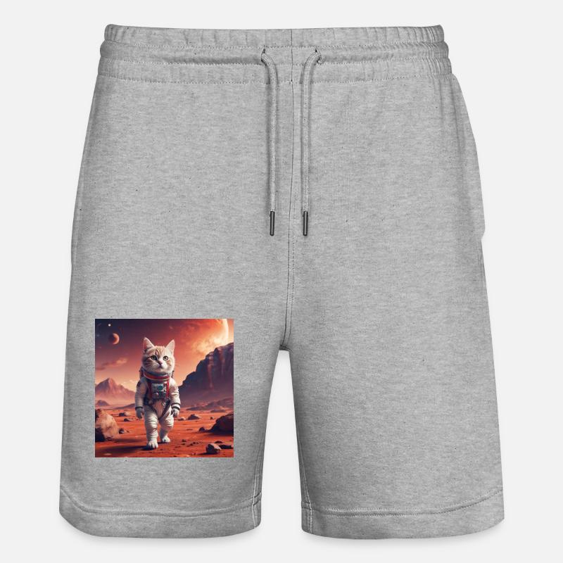 Astronaute chat sur Mars - Short de jogging bio TRAINER Stanley/Stella unisexe - gris chiné