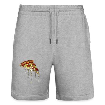 Pizza Mosaik: Künstlerisches Glasmalerei Design - Stanley/Stella Unisex Bio Joggingshorts Trainer  - Grau meliert - Vorne - Nik (191cm) & Marisol (170cm)