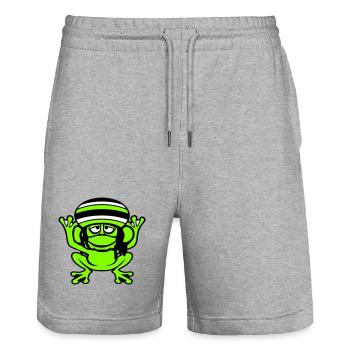 Frog Reggae Music Rasta Hair Hat Jamaica Fun - Stanley/Stella Trainer Unisex Organic Jogging Shorts - heather grey - Front - Nik (191cm) & Marisol (170cm)