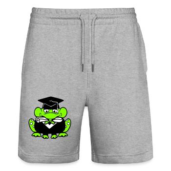 Frosch Schulabschluss Abitur bestanden College süß - Stanley/Stella Unisex Bio Joggingshorts Trainer  - Grau meliert - Vorne - Nik (191cm) & Marisol (170cm)