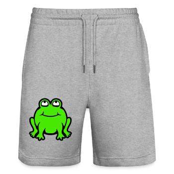 grenouille crapaud sourit drôle lève les yeux - Short de jogging bio TRAINER Stanley/Stella unisexe - gris chiné - Devant - Nik (191cm) & Marisol (170cm)