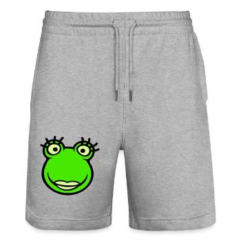 Frog Girl Eyelashes Pretty Woman Female Girl - Stanley/Stella Trainer Unisex Organic Jogging Shorts - heather grey - Front - Nik (191cm) & Marisol (170cm)