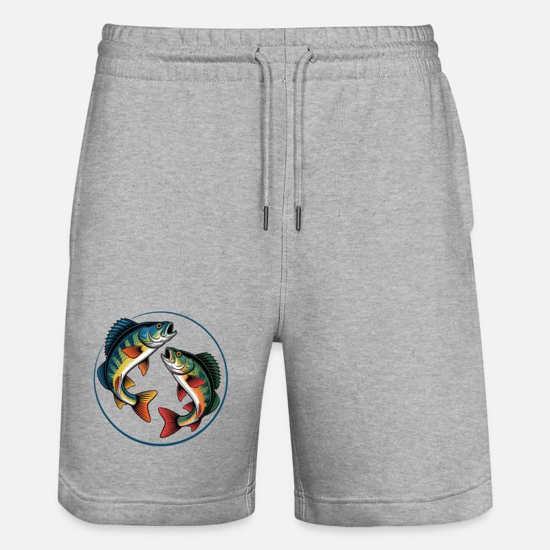 Zwei springende Barsche - Stanley/Stella Unisex Bio Joggingshorts Trainer  - Grau meliert