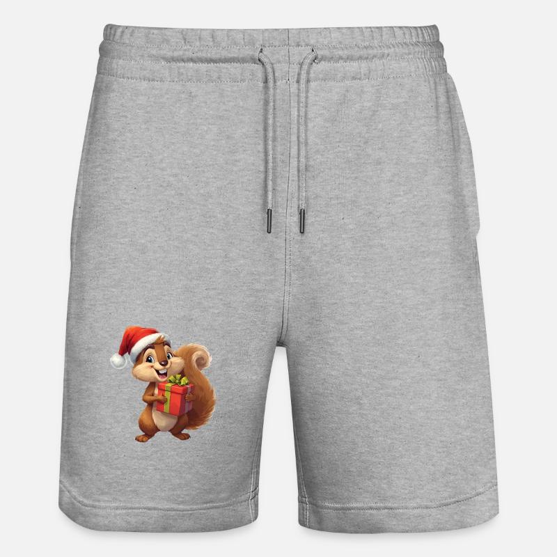 Écureuil de Noël avec cadeau - Short de jogging bio TRAINER Stanley/Stella unisexe - gris chiné