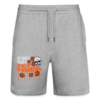 My favorite season is the fall of the patriarchy - Stanley/Stella Unisex Bio Joggingshorts Trainer  - Grau meliert - Vorne - Nik (191cm) & Marisol (170cm)