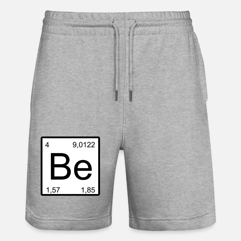 Be Element Stil: Periodensystem Muster Beryllium - Stanley/Stella Unisex Bio Joggingshorts Trainer  - Grau meliert