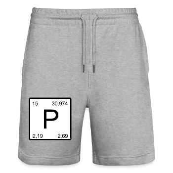 Phosphore P symbole Symbole d’époque Impression d’art - Short de jogging bio TRAINER Stanley/Stella unisexe - gris chiné - Devant - Nik (191cm) & Marisol (170cm)