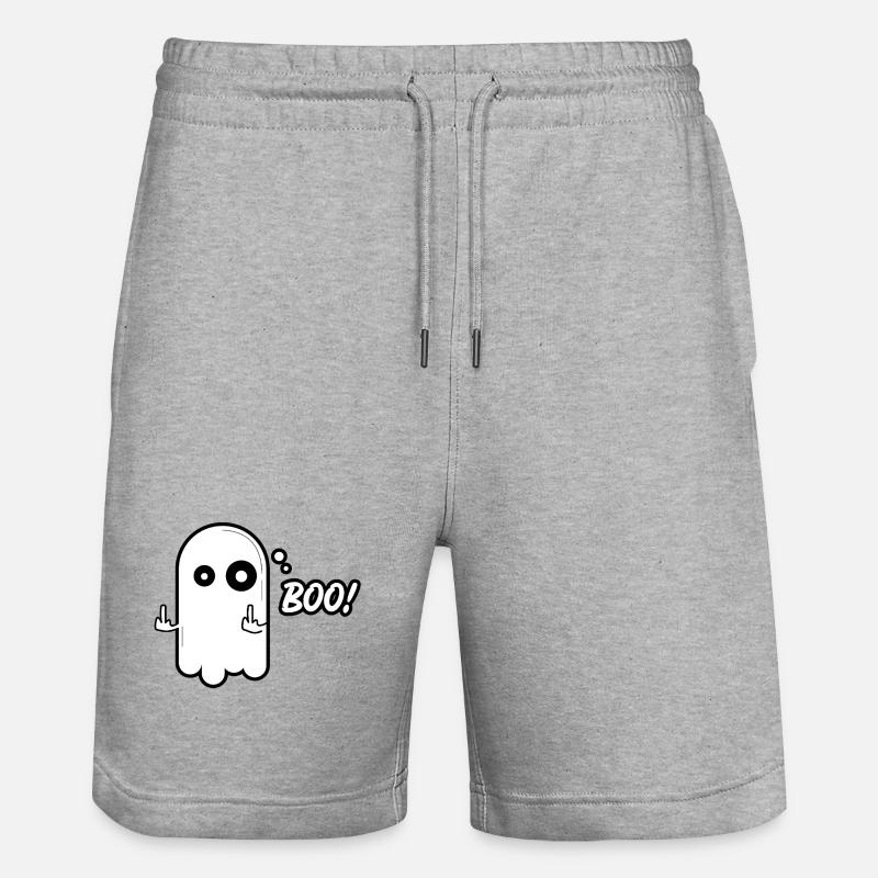 Fantôme vilain – Bouh ! Design drôle d’Halloween - Short de jogging bio TRAINER Stanley/Stella unisexe - gris chiné