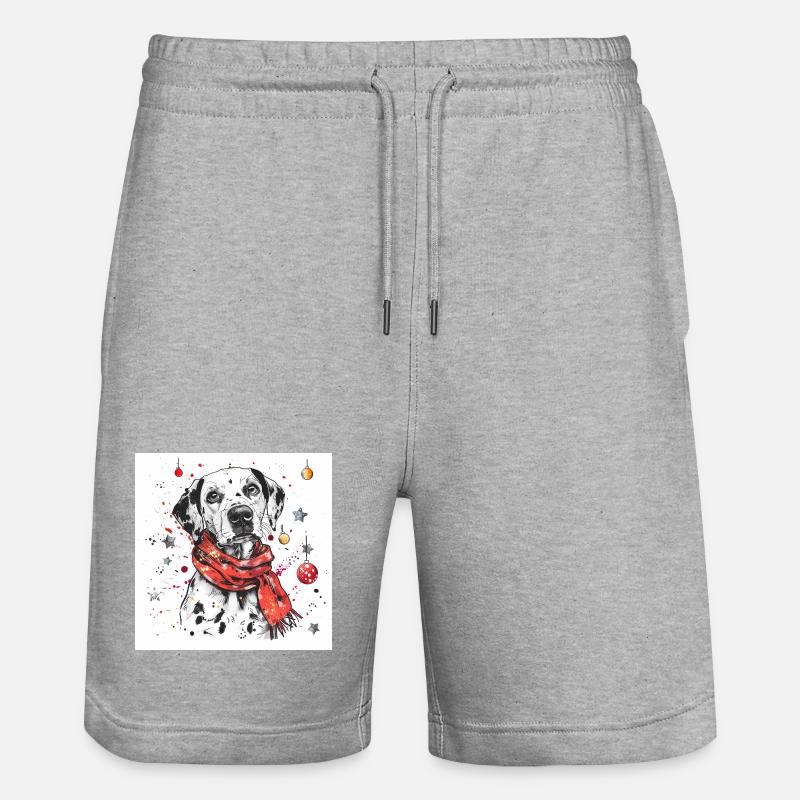 Dalmatien avec écharpe rouge - Short de jogging bio TRAINER Stanley/Stella unisexe - gris chiné