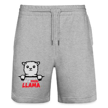 I Identify As A Probllama Cool Lama Problem Spruch - Stanley/Stella Unisex Bio Joggingshorts Trainer  - Grau meliert - Vorne - Nik (191cm) & Marisol (170cm)