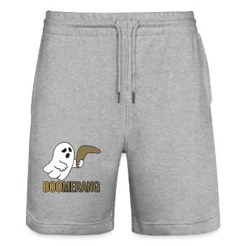 Boo-merang - Halloween 2025 - Short de jogging bio TRAINER Stanley/Stella unisexe - gris chiné - Devant - Nik (191cm) & Marisol (170cm)