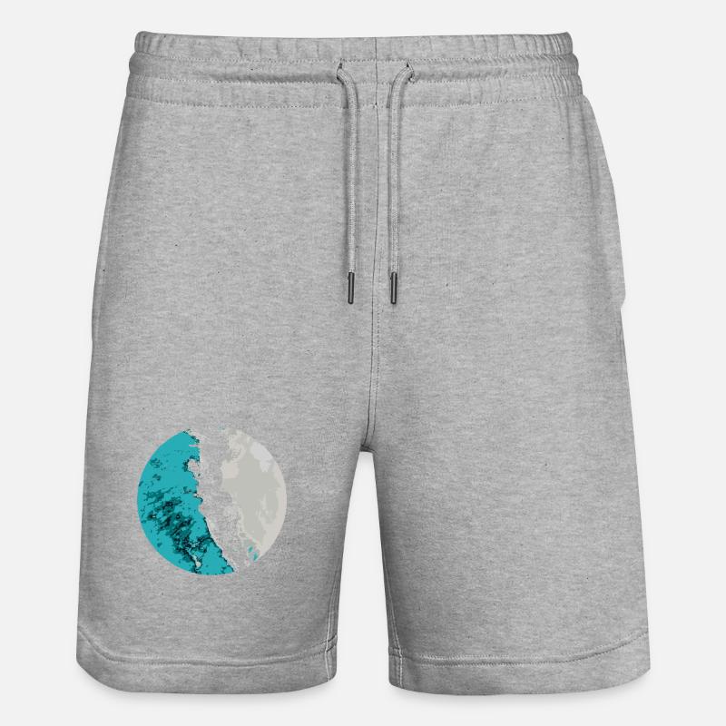 Split Earth Teal Moon - Stanley/Stella Trainer Unisex Organic Jogging Shorts - heather grey