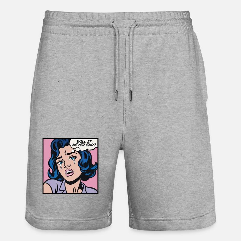 Wird es nie enden? Pop-Art-Mädchen - Stanley/Stella Unisex Bio Joggingshorts Trainer  - Grau meliert