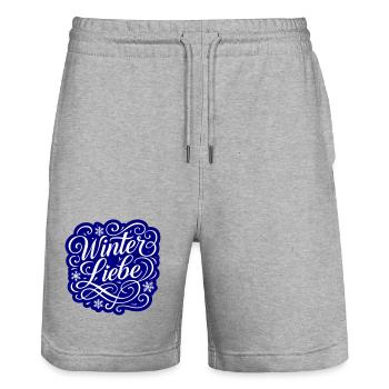 Winter Liebe Herz Winterlich - Stanley/Stella Unisex Bio Joggingshorts Trainer  - Grau meliert - Vorne - Nik (191cm) & Marisol (170cm)