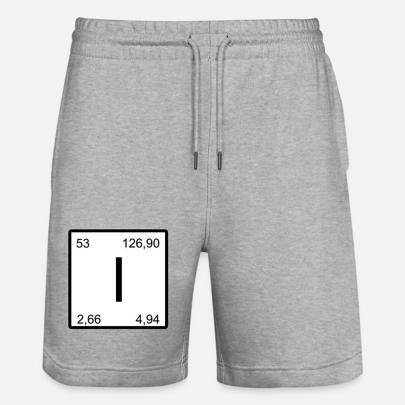 Iod Jod Element Periodensystem Elementsymbol - Stanley/Stella Unisex Bio Joggingshorts Trainer  - Grau meliert