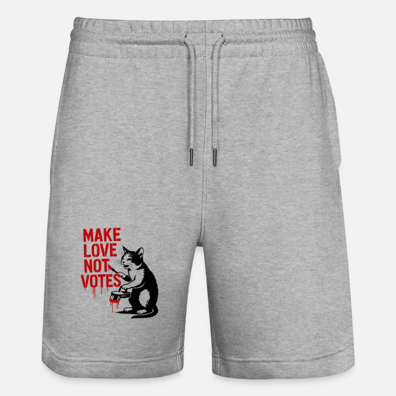 Faites l’amour pas les votes Chat - Short de jogging bio TRAINER Stanley/Stella unisexe - gris chiné
