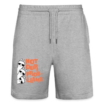 Not our Problama 3 Lamas Freunde Team Sonnenbrille - Stanley/Stella Unisex Bio Joggingshorts Trainer  - Grau meliert - Vorne - Nik (191cm) & Marisol (170cm)