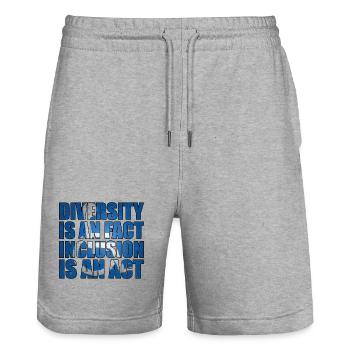 Diversity is a fact, inclusion is action - Stanley/Stella Trainer Unisex Organic Jogging Shorts - heather grey - Front - Nik (191cm) & Marisol (170cm)