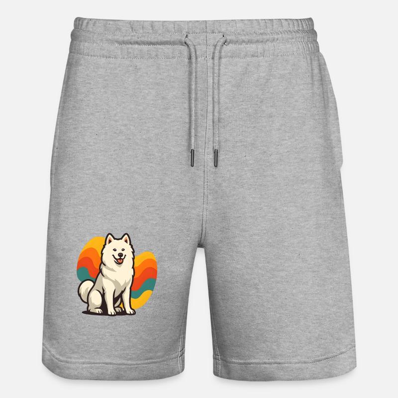Chien Samoyède Prisme Retro Wave - Short de jogging bio TRAINER Stanley/Stella unisexe - gris chiné