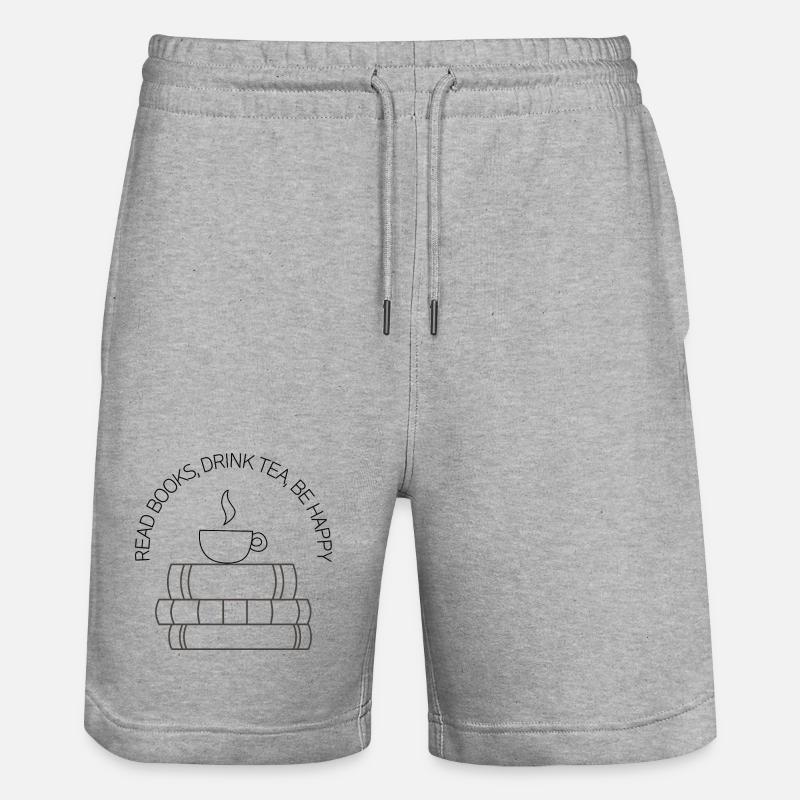 Lecture, thé et bonheur – Design - Short de jogging bio TRAINER Stanley/Stella unisexe - gris chiné
