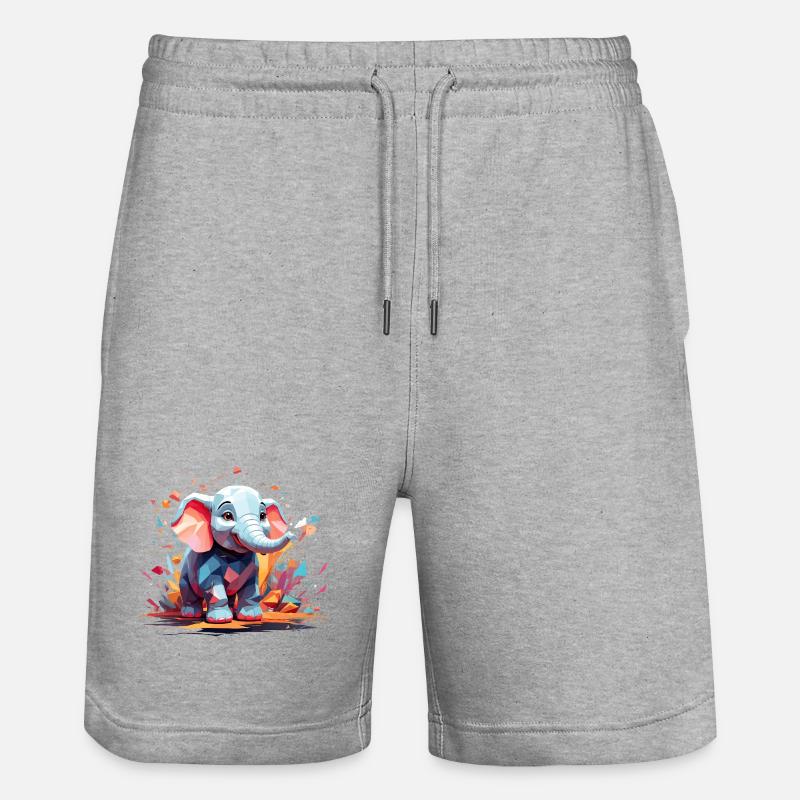 Elefant Farbexplosion - Stanley/Stella Unisex Bio Joggingshorts Trainer  - Grau meliert