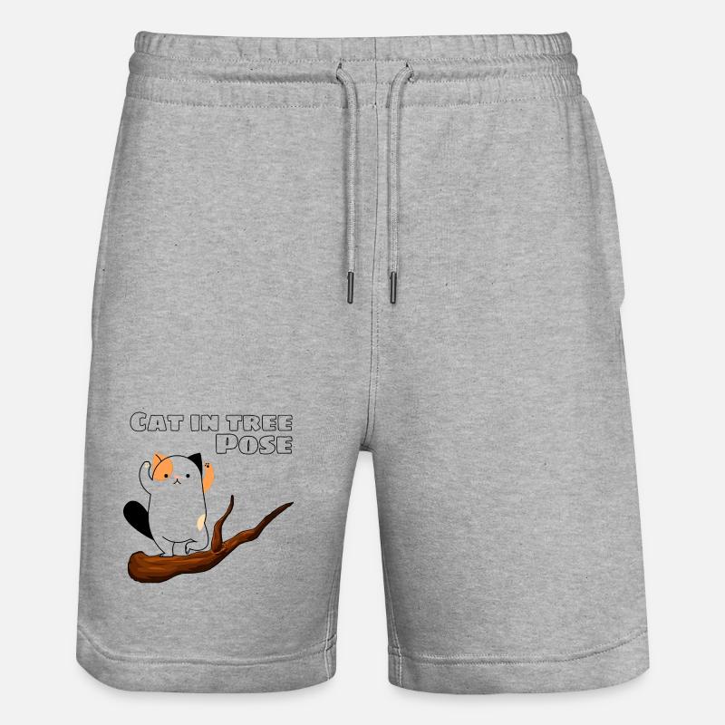 Chat dans la posture de l’arbre - Short de jogging bio TRAINER Stanley/Stella unisexe - gris chiné