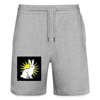 Cool bunny in punk rock & pop art style - Stanley/Stella Trainer Unisex Organic Jogging Shorts - heather grey - Front - Nik (191cm) & Marisol (170cm)