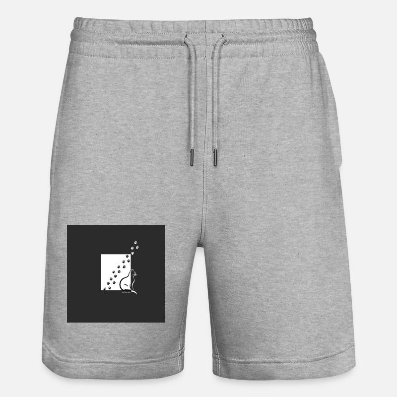 Silhouette du chat Paw Path - Short de jogging bio TRAINER Stanley/Stella unisexe - gris chiné