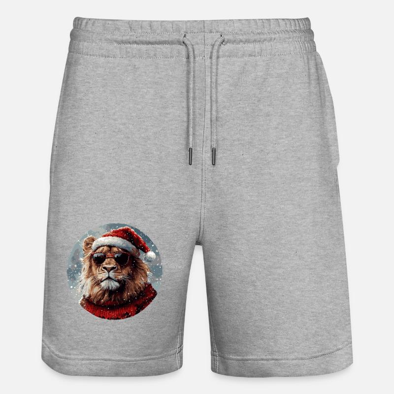 Lion Noël drôle, cool - Short de jogging bio TRAINER Stanley/Stella unisexe - gris chiné