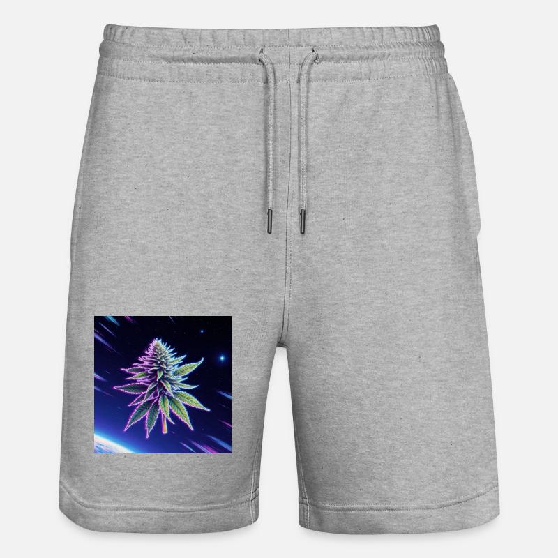 Feuille de cannabis néon spatiale - Short de jogging bio TRAINER Stanley/Stella unisexe - gris chiné
