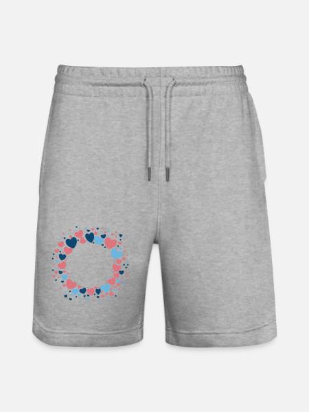 Herz Kranz Blau Rosa Blumenkranz - Stanley/Stella Unisex Bio Joggingshorts Trainer - Grau meliert