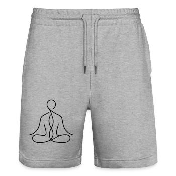 Meditation Line Art – Minimalist Meditation - Stanley/Stella Trainer Unisex Organic Jogging Shorts - heather grey - Front - Nik (191cm) & Marisol (170cm)