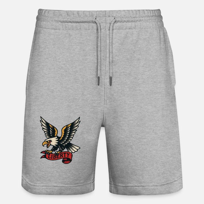 Liberty Eagle dans le style tatouage - Short de jogging bio TRAINER Stanley/Stella unisexe - gris chiné
