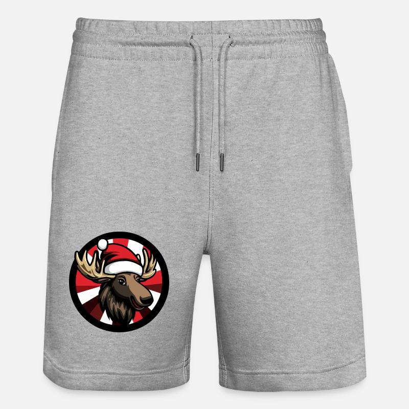 Alce di Natale con Babbo Natale - Pantaloncini da jogger ecologici unisex Trainer di Stanley/Stella - grigio melange