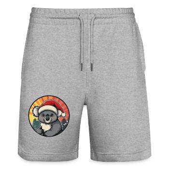 Koala Weihnachtssammler - Stanley/Stella Unisex Bio Joggingshorts Trainer  - Grau meliert - Vorne - Nik (191cm) & Marisol (170cm)