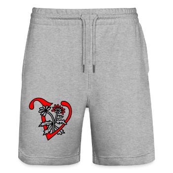 Lettre V Initiale - Short de jogging bio TRAINER Stanley/Stella unisexe - gris chiné - Devant - Nik (191cm) & Marisol (170cm)