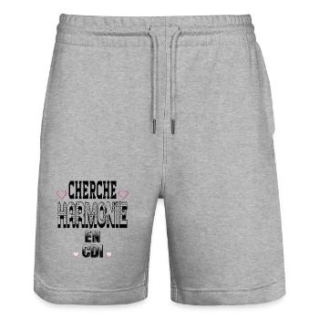Looking for harmony on a permanent contract - Stanley/Stella Trainer Unisex Organic Jogging Shorts - heather grey - Front - Nik (191cm) & Marisol (170cm)