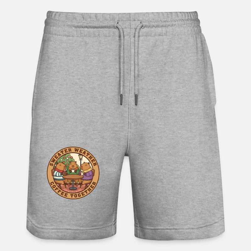 Sweat Capybara Temps Café ensemble - Short de jogging bio TRAINER Stanley/Stella unisexe - gris chiné
