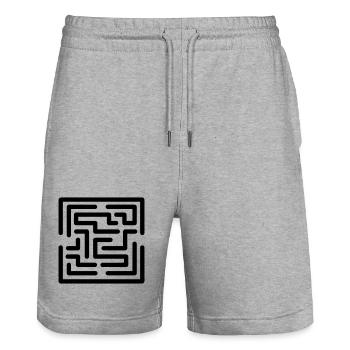 escape game - Stanley/Stella Trainer Unisex Organic Jogging Shorts - heather grey - Front - Nik (191cm) & Marisol (170cm)