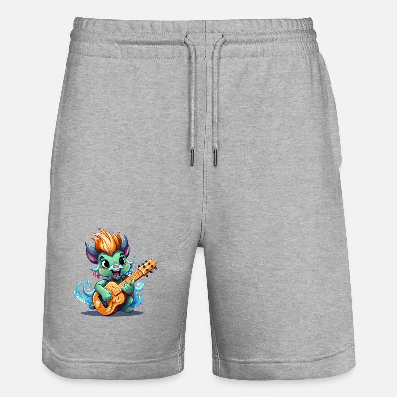 Guitariste créature mythique sur la plage - Short de jogging bio TRAINER Stanley/Stella unisexe - gris chiné