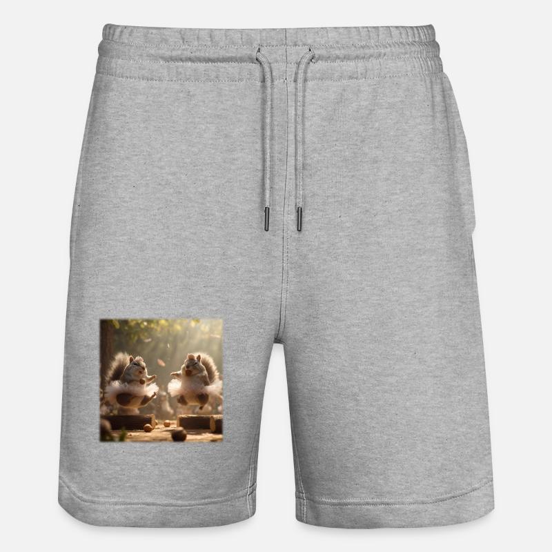 Tanzende Eichhörnchen im Tutu mit Eicheln - Stanley/Stella Unisex Bio Joggingshorts Trainer - Grau meliert