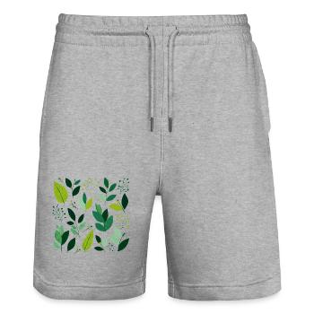grüne Blätter - Stanley/Stella Unisex Bio Joggingshorts Trainer  - Grau meliert - Vorne - Nik (191cm) & Marisol (170cm)