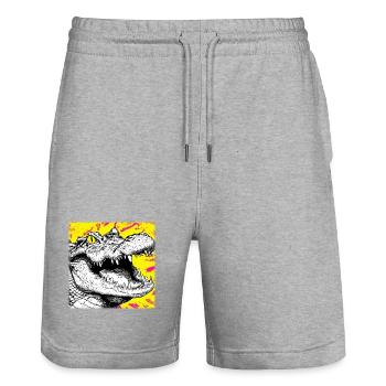 Krokodil Sketch – Urban Graffiti Style Design - Stanley/Stella Unisex Bio Joggingshorts Trainer  - Grau meliert - Vorne - Nik (191cm) & Marisol (170cm)