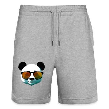 Panda with Sunglasses Gradient - Stanley/Stella Trainer Unisex Organic Jogging Shorts - heather grey - Front - Nik (191cm) & Marisol (170cm)
