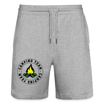 Camping Team Lagerfeuer - Stanley/Stella Unisex Bio Joggingshorts Trainer  - Grau meliert - Vorne - Nik (191cm) & Marisol (170cm)