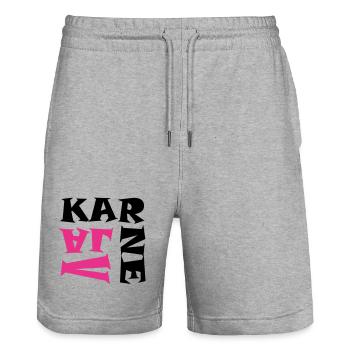 Karneval in Pink/Schwarz - Stanley/Stella Unisex Bio Joggingshorts Trainer  - Grau meliert - Vorne - Nik (191cm) & Marisol (170cm)