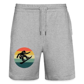 In a nutshell: snowboard for women - Stanley/Stella Trainer Unisex Organic Jogging Shorts - heather grey - Front - Nik (191cm) & Marisol (170cm)