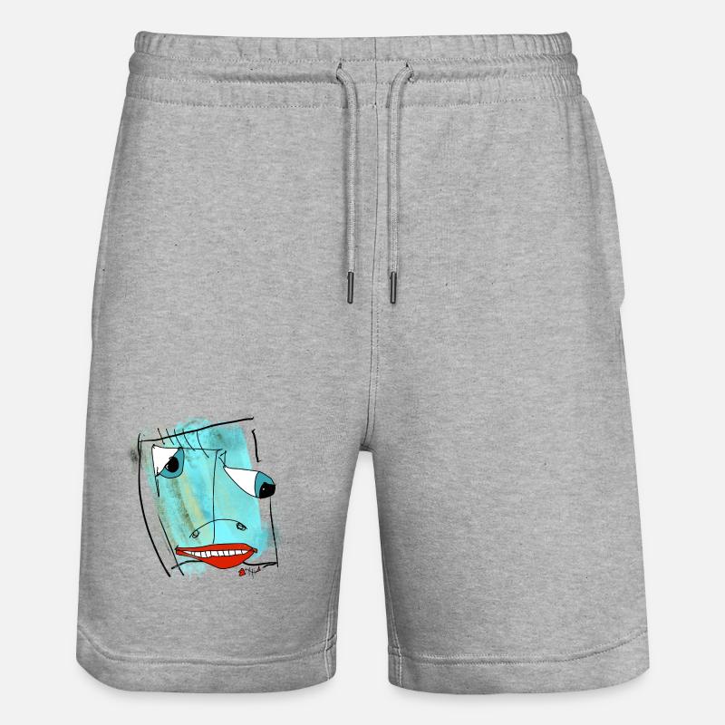 Aquarelle de design de visage abstrait - Short de jogging bio TRAINER Stanley/Stella unisexe - gris chiné