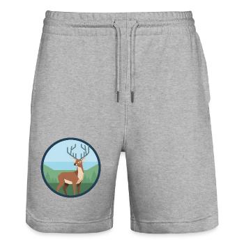 Deer - Stanley/Stella Trainer Unisex Organic Jogging Shorts - heather grey - Front - Nik (191cm) & Marisol (170cm)
